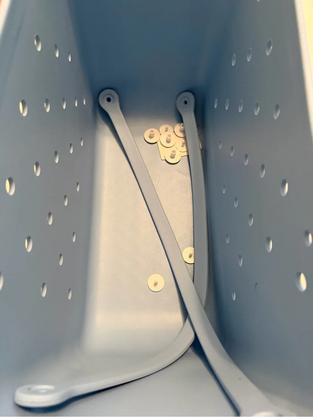 Light Blue Plastic Storage Bin with Vent Holes